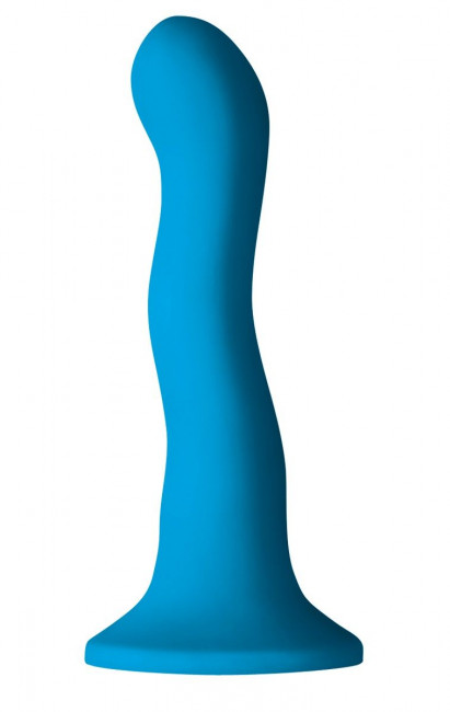 Голубой изогнутый фаллоимитатор Colours Wave 6" Dildo - 19 см., NS Novelties