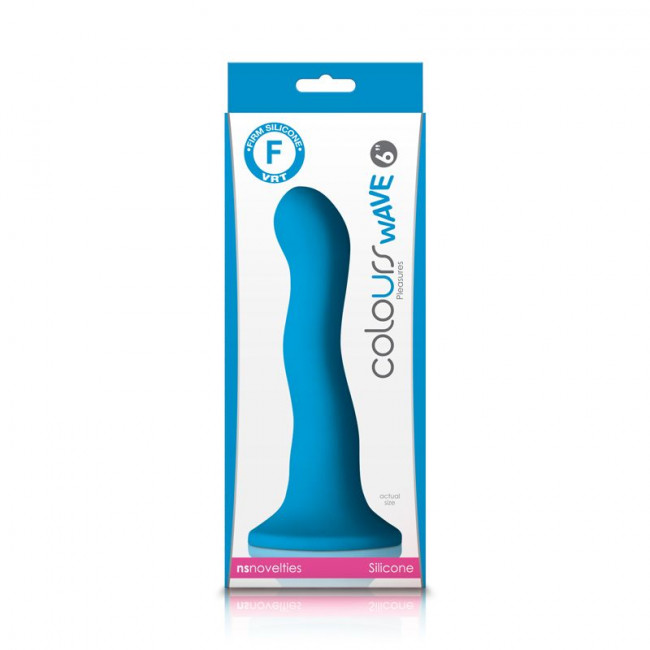 Голубой изогнутый фаллоимитатор Colours Wave 6" Dildo - 19 см., NS Novelties