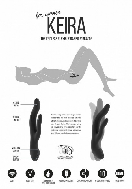 Чёрный вибратор Keira с клиторальным отростком - 21,3 см., Shots Media BV Чёрный вибратор Keira с клиторальным отростком - 21,3 см., Shots Media BV