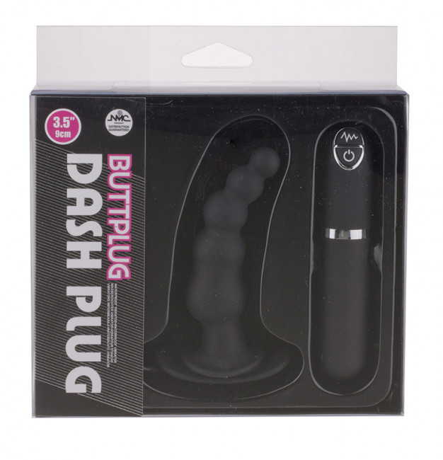 Чёрная загнутая вибровтулка Dash Butt Plug With Mini Controller I - 9 см., NMC Чёрная загнутая вибровтулка Dash Butt Plug With Mini Controller I - 9 см., NMC