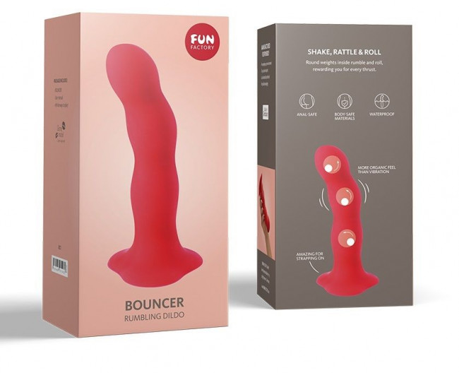 Красный фаллоимитатор Bouncer - 18,3 см., Fun Factory