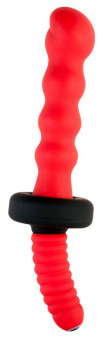 Красный двусторонний фигурный вибратор - 30 см., ToyFa