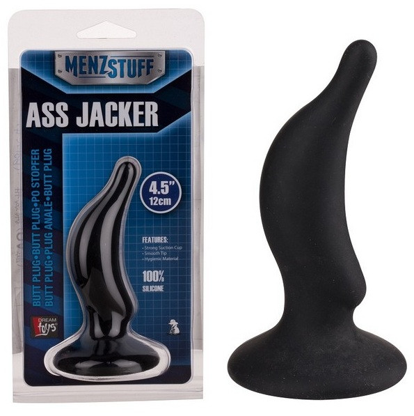 Чёрная анальная пробка ASS JACKER - 12 см., Dream Toys