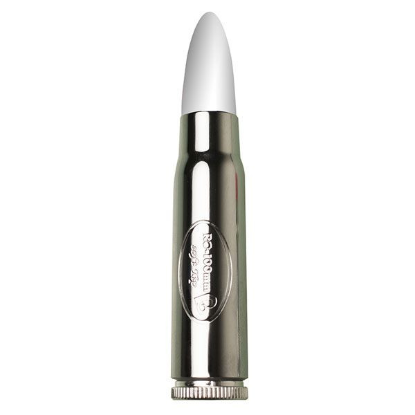 Серебристая вибропуля с белым силиконовым кончиком RO-100MM SOFT TIP, Rocks-Off