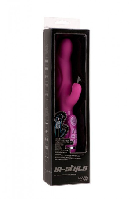 Розовый вибратор с клиторальным стимулятором INSTYLE DUO VIBRATOR 5.5INCH - 14 см., NMC