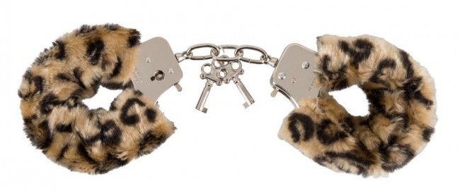 Леопардовые меховые наручники Love Cuffs Leo, Orion