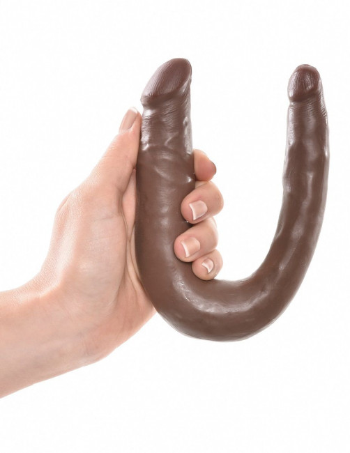 Коричневый двусторонний фаллоимитатор U-Shaped Small Double Trouble - 33,5 см., Pipedream Коричневый двусторонний фаллоимитатор U-Shaped Small Double Trouble - 33,5 см., Pipedream