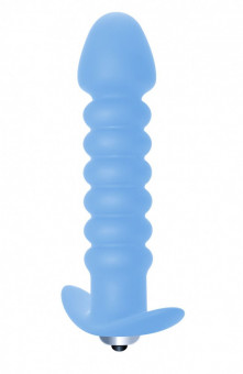 Голубая анальная вибропробка Twisted Anal Plug - 13 см., Lola toys