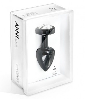 Чёрная анальная пробка Anni R Clover Black T2 с прозрачным кристаллом в форме цветка - 7,5 см., DIOGOL