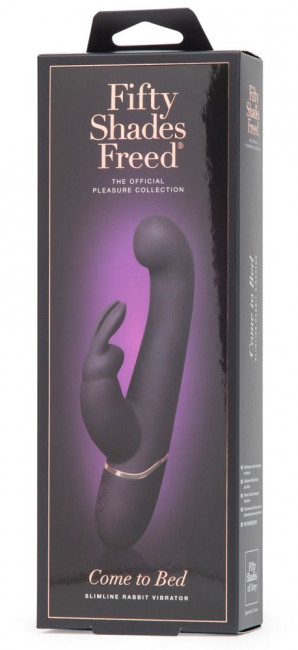Фиолетовый вибратор Come to Bed Rechargeable Slimline G-Spot Rabbit Vibrator - 22,2 см., Fifty Shades of Grey