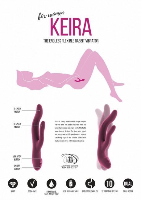 Розовый вибратор Keira с клиторальным отростком - 21,3 см., Shots Media BV