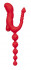 Красный тройной вибростимулятор Triple Devil Butt Plug With Mini Vibe - 28 см. , NMC