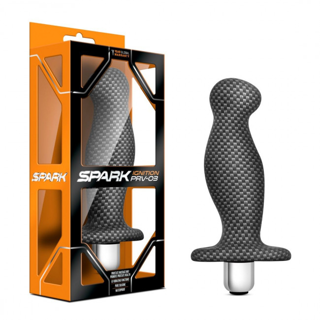 Серый массажёр простаты с вибрацией Spark Ignition PRV-03 - 12,7 см., Blush Novelties Серый массажёр простаты с вибрацией Spark Ignition PRV-03 - 12,7 см., Blush Novelties