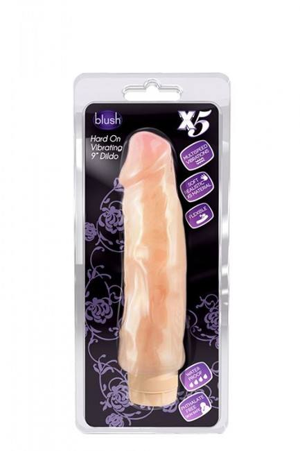Виброфаллос с ярко выраженным рельефом X5 HARD ON VIBRATING 9INCH DILDO - 22,8 см., Blush Novelties