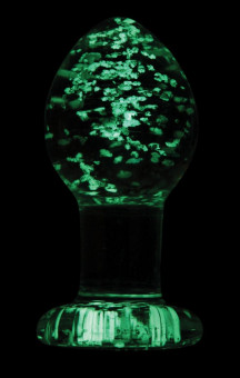 Прозрачная, светящаяся в темноте  анальная пробка Glass Plug Medium - 8 см. , NS Novelties