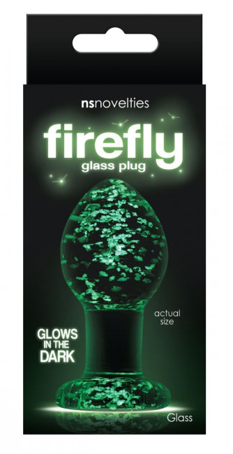 Прозрачная, светящаяся в темноте  анальная пробка Glass Plug Medium - 8 см. , NS Novelties