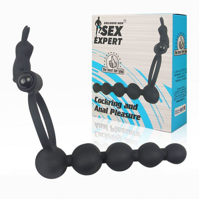 Эрекционное кольцо с анальным стимулятором Cockring and Anal Pleasure, Bior toys