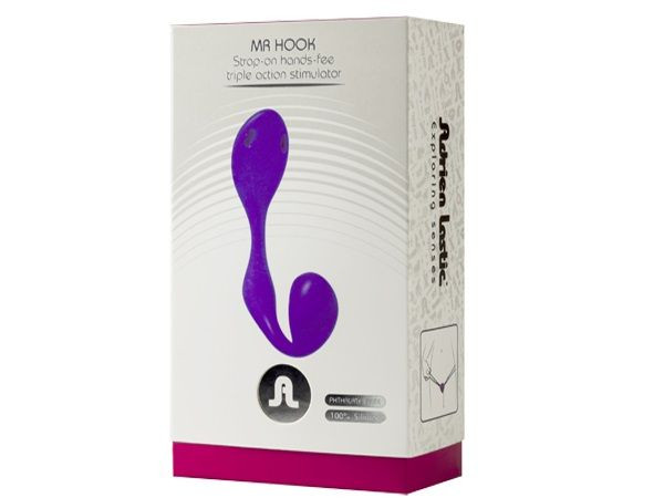 Двусторонний вибратор Mr. Hook на эластичных ремешках , Adrien Lastic Двусторонний вибратор Mr. Hook на эластичных ремешках , Adrien Lastic