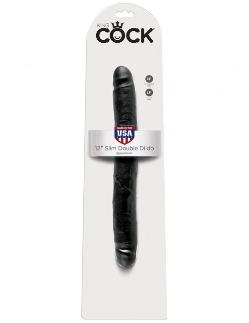 Чёрный двусторонний фаллоимитатор 12" Slim Double Dildo - 30 см., Pipedream Чёрный двусторонний фаллоимитатор 12" Slim Double Dildo - 30 см., Pipedream
