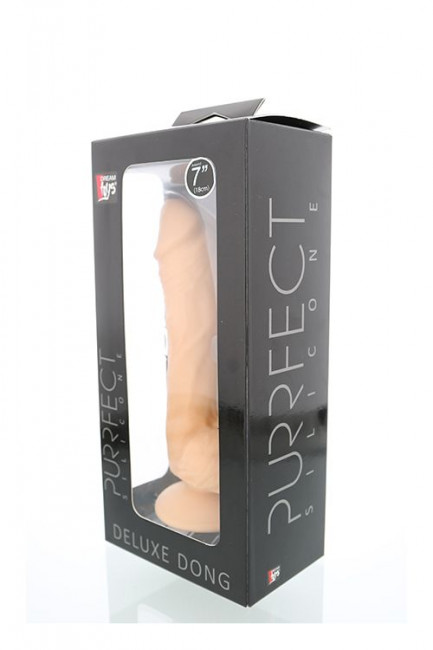 Телесный силиконовый фаллоимитатор PURRFECT SILICONE DELUXE DONG 7INCH - 18 см., Dream Toys Телесный силиконовый фаллоимитатор PURRFECT SILICONE DELUXE DONG 7INCH - 18 см., Dream Toys