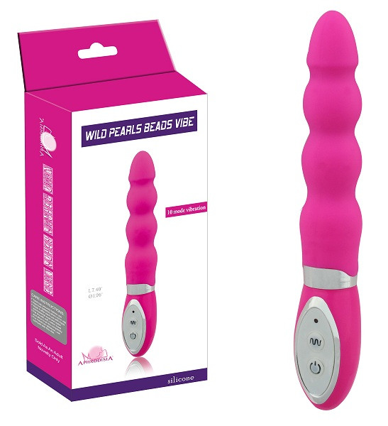 Розовый вибратор с наплывами тельца Wild Pearls Beads Vibe - 18 см., Howells