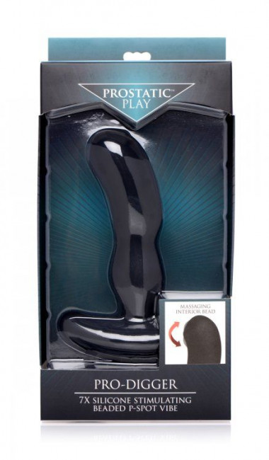 Черный массажер простаты Pro-Digger 7X Silicone Stimulating Beaded P-Spot Vibe Черный массажер простаты Pro-Digger 7X Silicone Stimulating Beaded P-Spot Vibe