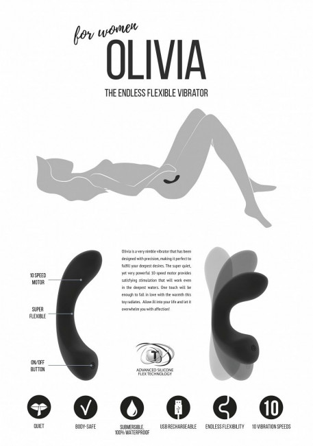 Чёрный гнущийся вибратор Olivia - 15,6 см., Shots Media BV