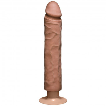 Кофейный вибратор-реалистик The Realistic Cock ULTRASKYN Without Balls Vibrating 10” - 29,2 см., Doc Johnson
