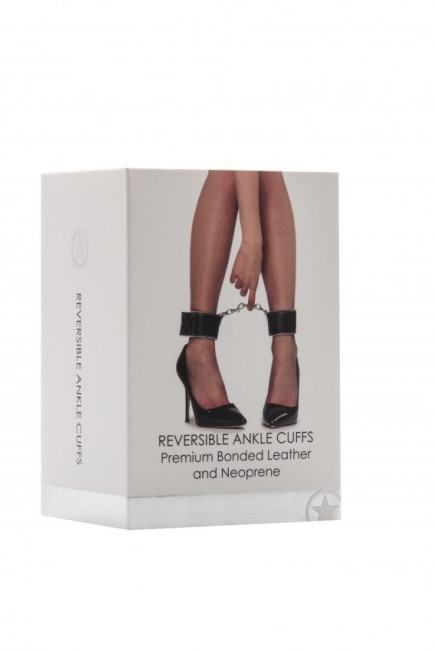 Чёрно-белые двусторонние оковы на ноги Reversible Ankle Cuffs, Shots Media BV Чёрно-белые двусторонние оковы на ноги Reversible Ankle Cuffs, Shots Media BV