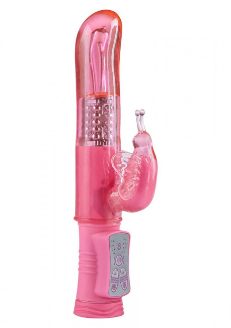 Розовый вибратор Happy Hugging Butterfly - 22,5 см., Toy Joy