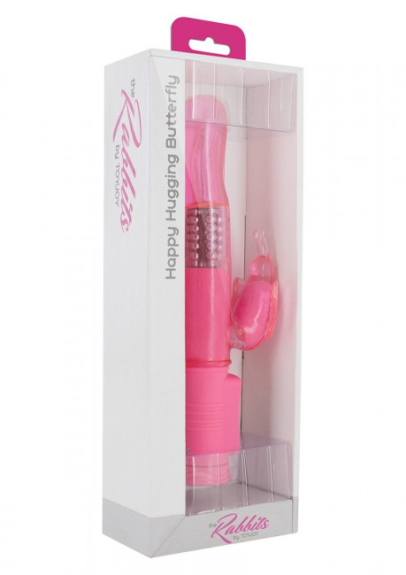 Розовый вибратор Happy Hugging Butterfly - 22,5 см., Toy Joy