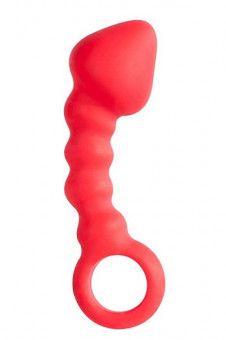 Красный анальный стимулятор с кольцом HEAD INVADER - 13 см., Dream Toys