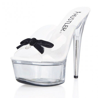 Прозрачные сабо с черным бантиком Black Bow, Hustler Shoes