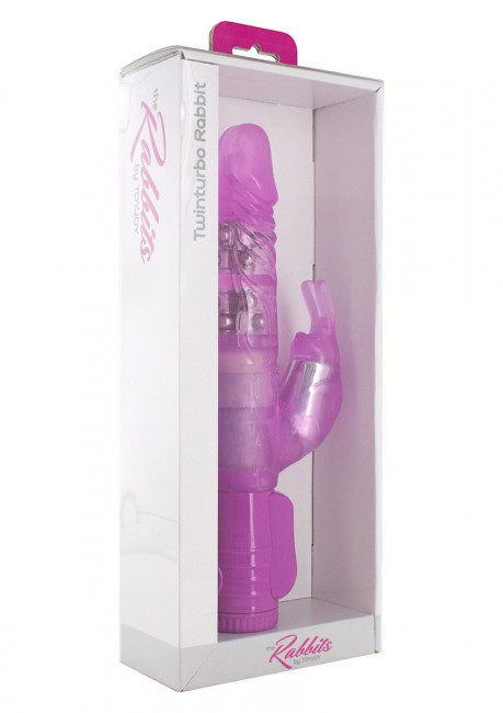 Розовый вибратор TWINTURBO RABBIT с клиторальным зайчиком и вращением ствола - 18,5 см., Toy Joy Розовый вибратор TWINTURBO RABBIT с клиторальным зайчиком и вращением ствола - 18,5 см., Toy Joy
