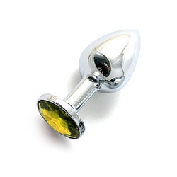Анальное украшение BUTT PLUG Small с желтым кристаллом - 7 см., Anal Jewelry Plug Анальное украшение BUTT PLUG Small с желтым кристаллом - 7 см., Anal Jewelry Plug