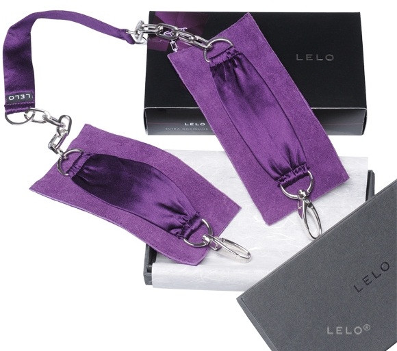 Фиолетовые шелковые наручники с цепочкой Sutra, Lelo