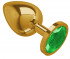 Золотистая большая анальная пробка с зеленым кристаллом - 9,5 см., Сумерки богов Золотистая большая анальная пробка с зеленым кристаллом - 9,5 см., Сумерки богов