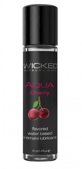 Лубрикант на водной основе WICKED AQUA Cherry с ароматом вишни - 30 мл.