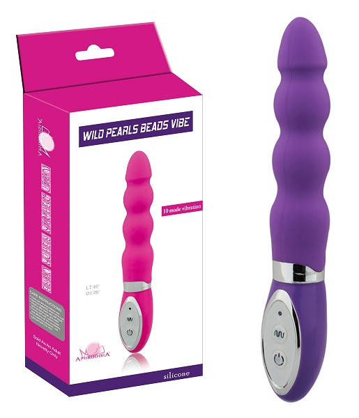 Фиолетовый вибратор с наплывами тельца Wild Pearls Beads Vibe - 18 см., Howells