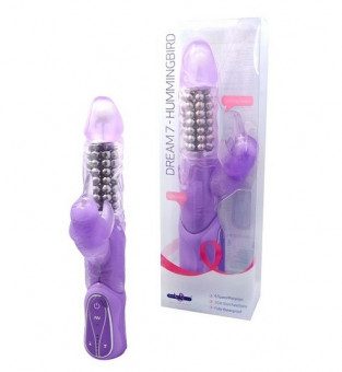 Вибратор с клиторальным стимулятором Premium Range Dream7 Hummingbird - 22 см., Seven Creations