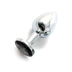 Анальное украшение BUTT PLUG  Small с черным кристаллом - 7 см., Anal Jewelry Plug