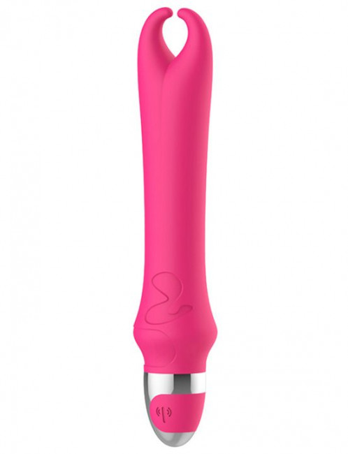Розовый вибратор с рожками Pedicel - 17,8 см. Розовый вибратор с рожками Pedicel - 17,8 см.