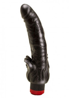 Чёрный вибратор с клиторальными лепестками - 18,5 см., LOVETOY (А-Полимер)