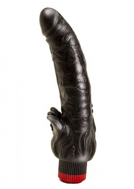 Чёрный вибратор с клиторальными лепестками - 18,5 см., LOVETOY (А-Полимер)