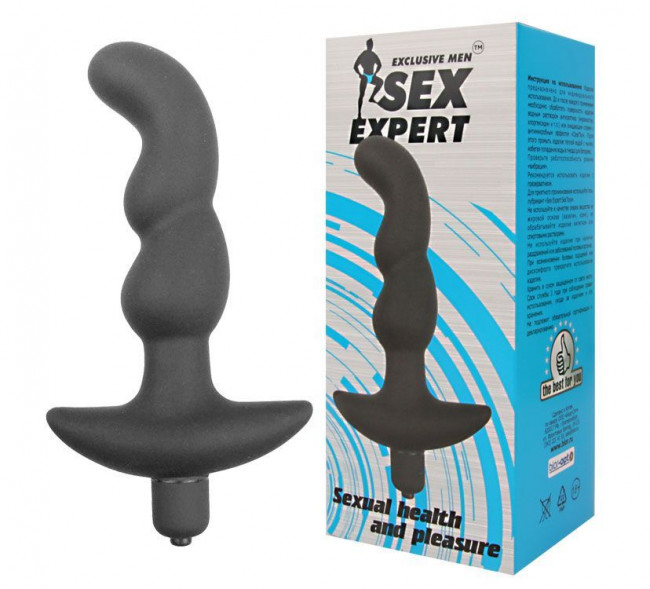 Чёрный анальный вибратор Sexual Health and Pleasure - 11,8 см., Bior toys