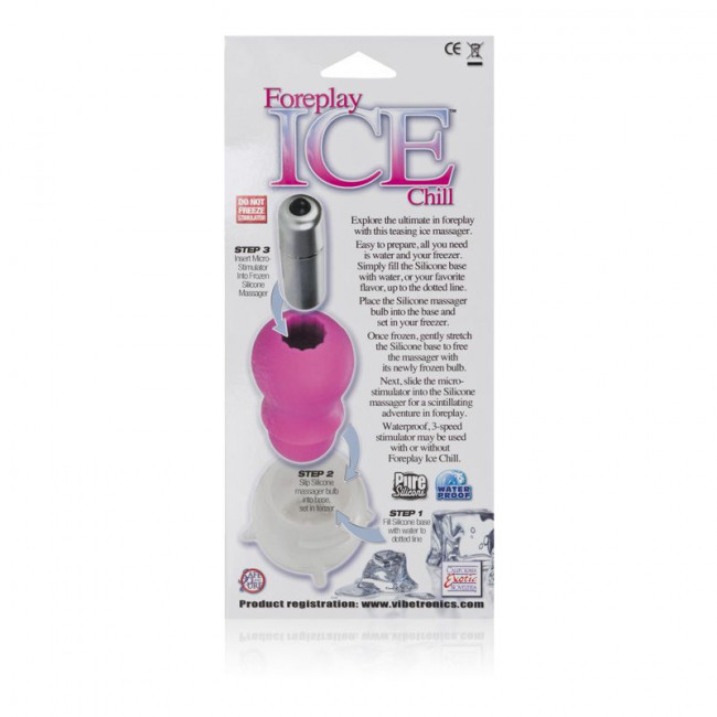 Розовый вибромассажер с замораживающейся насадкой Foreplay Ice Chill Massagers, California Exotic Novelties