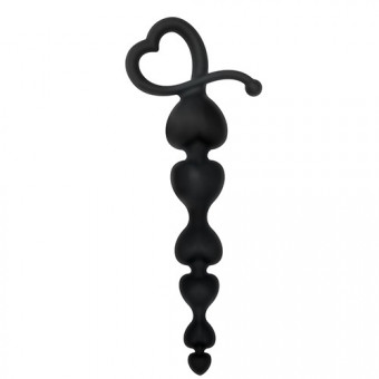 Чёрная анальная цепочка с звеньями-сердечками HEARTY ANAL WAND SILICONE - 18 см., Toyz4lovers