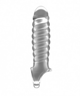 Прозрачная ребристая насадка Stretchy Penis Extension No.32, Shots Media BV