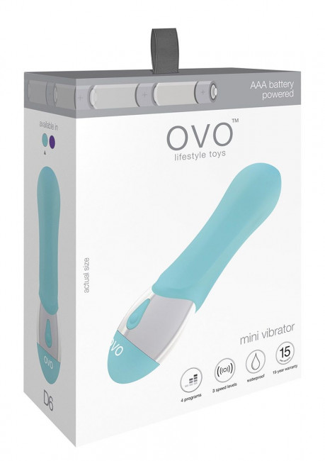 Голубой мини-вибратор OVO D6, OVO