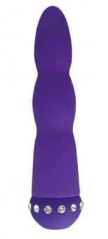 Фиолетовый вибратор WAVY WAND со стразами - 14 см.